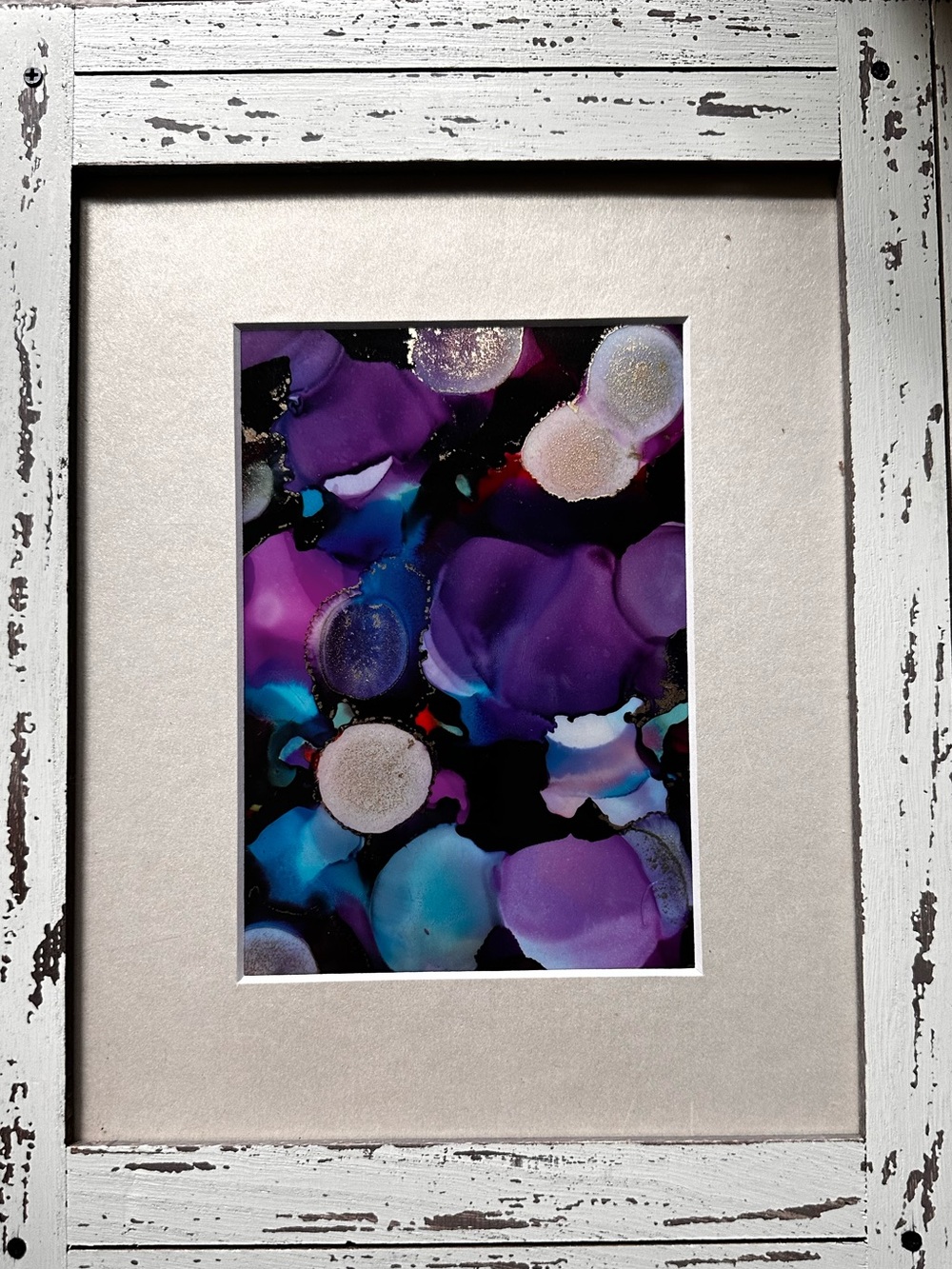 Hand made original abstract framed alcohol ink painting